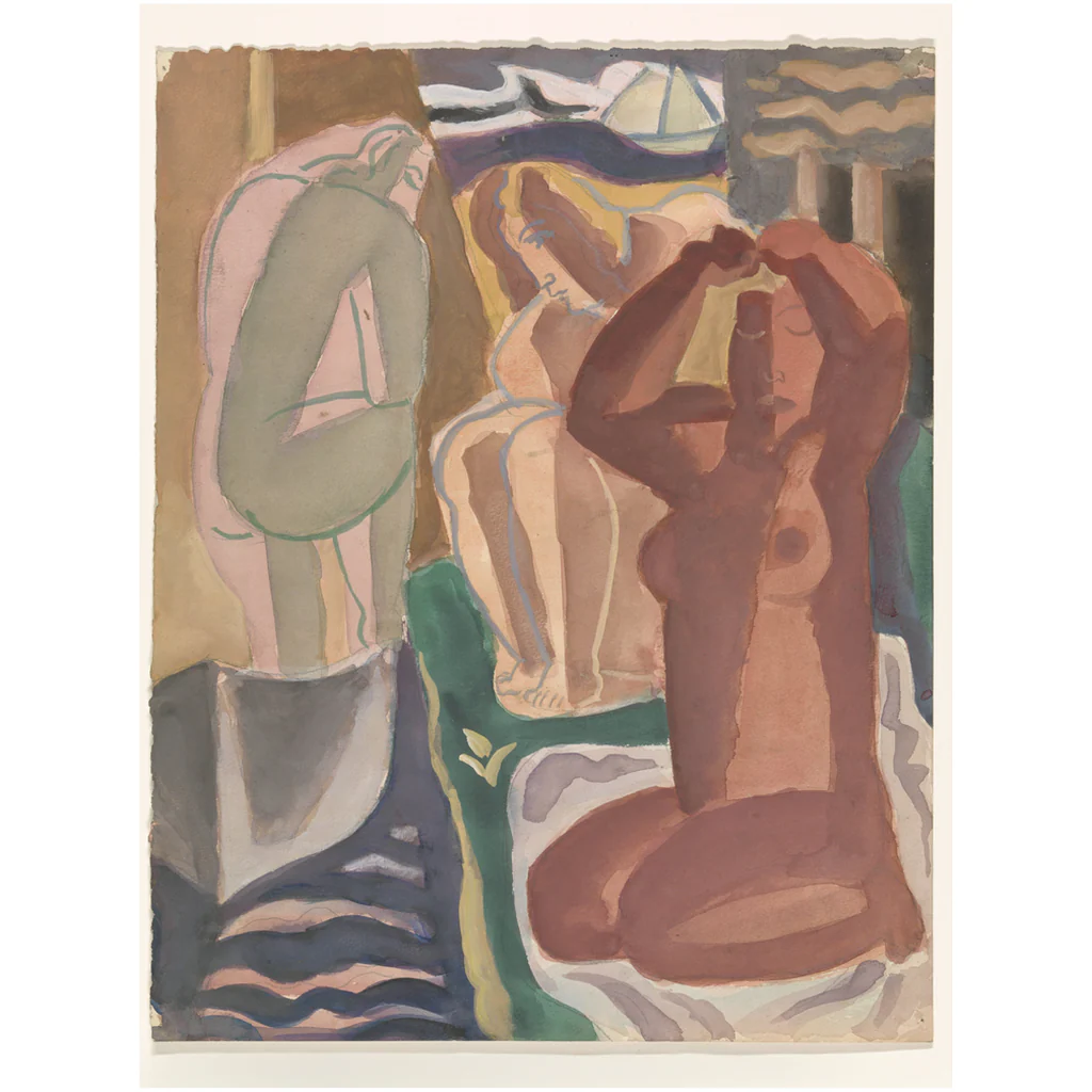 Two Bathing Women Earth Tone Vintage Leo Gestel Art Print - Image 7