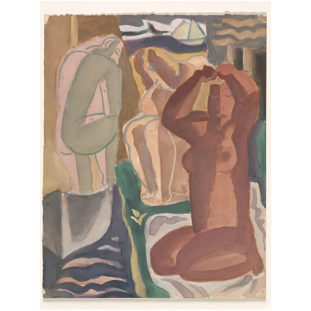 Two Bathing Women Earth Tone Vintage Leo Gestel Art Print - Image 8