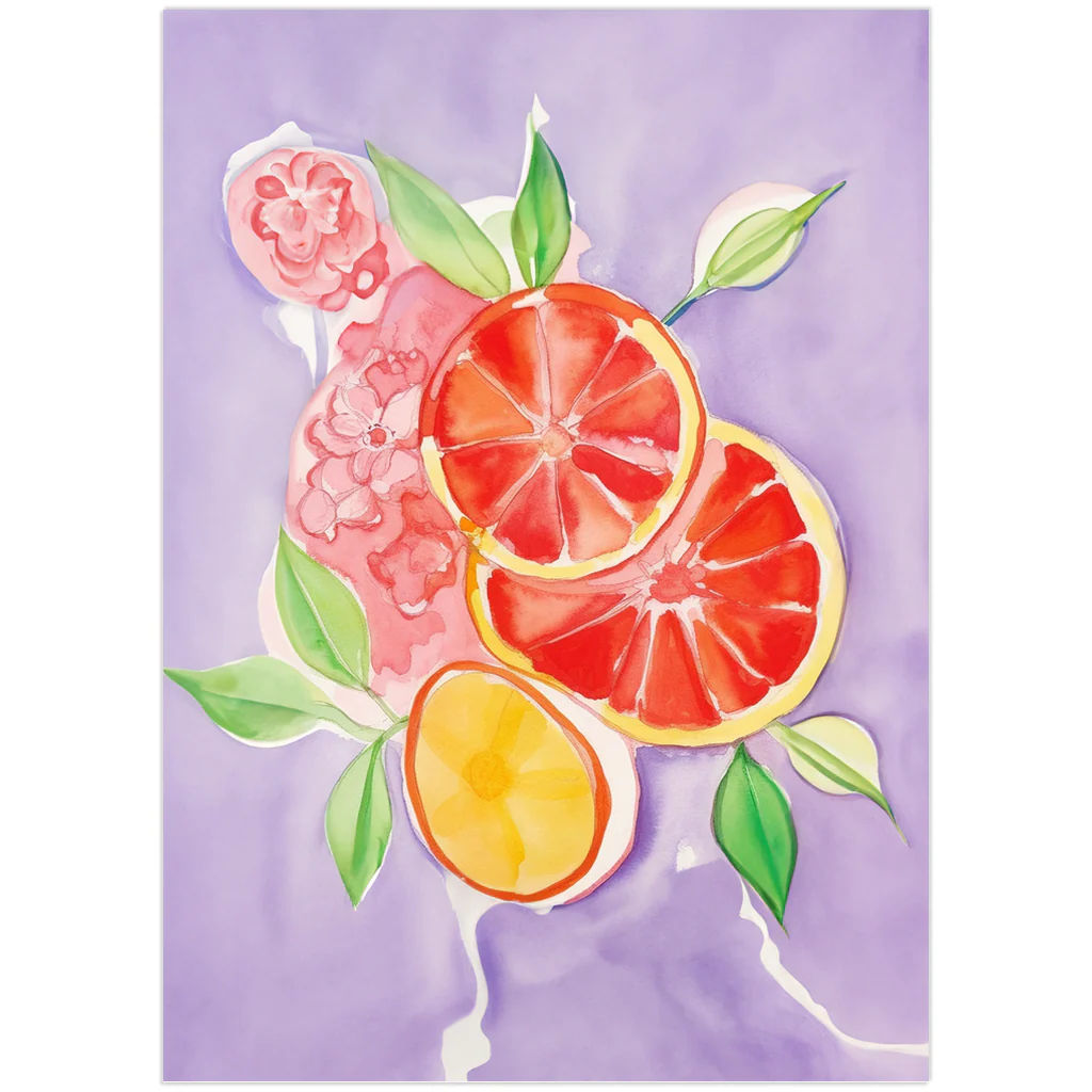 Vibrant Blood Orange Watercolor Art Print - Image 3