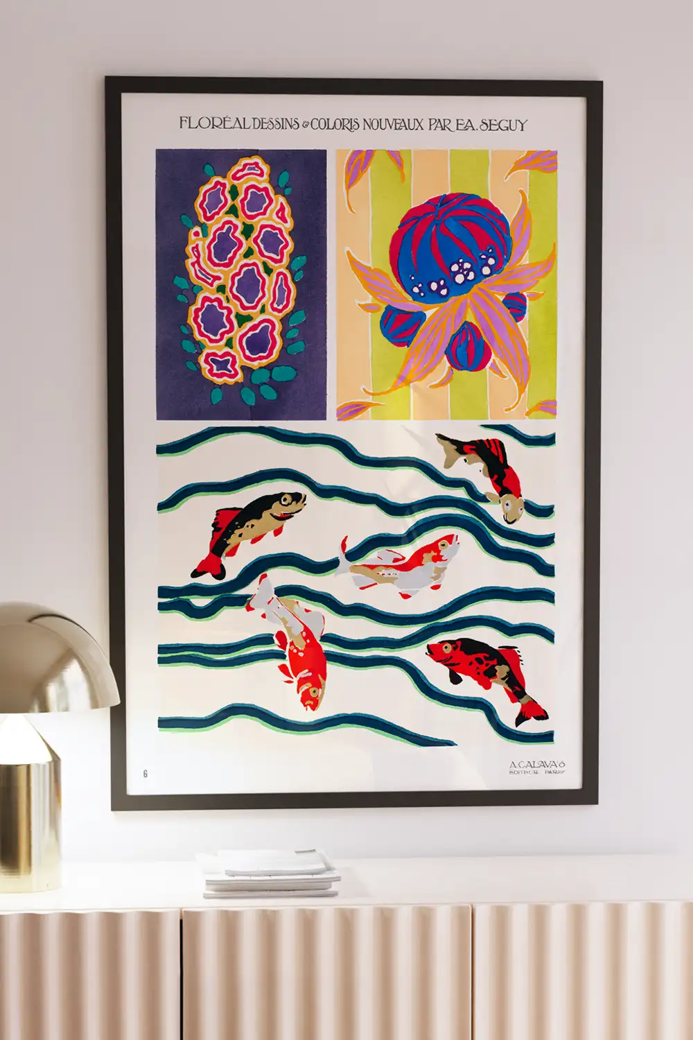 Vintage Exhibition Poster Koi Fish Flowers Art Print - Image 3