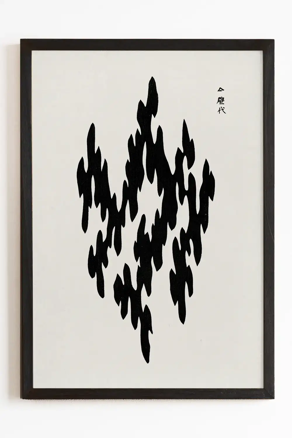 Vintage Wabi Sabi Japanese Woodblock Black Art Print