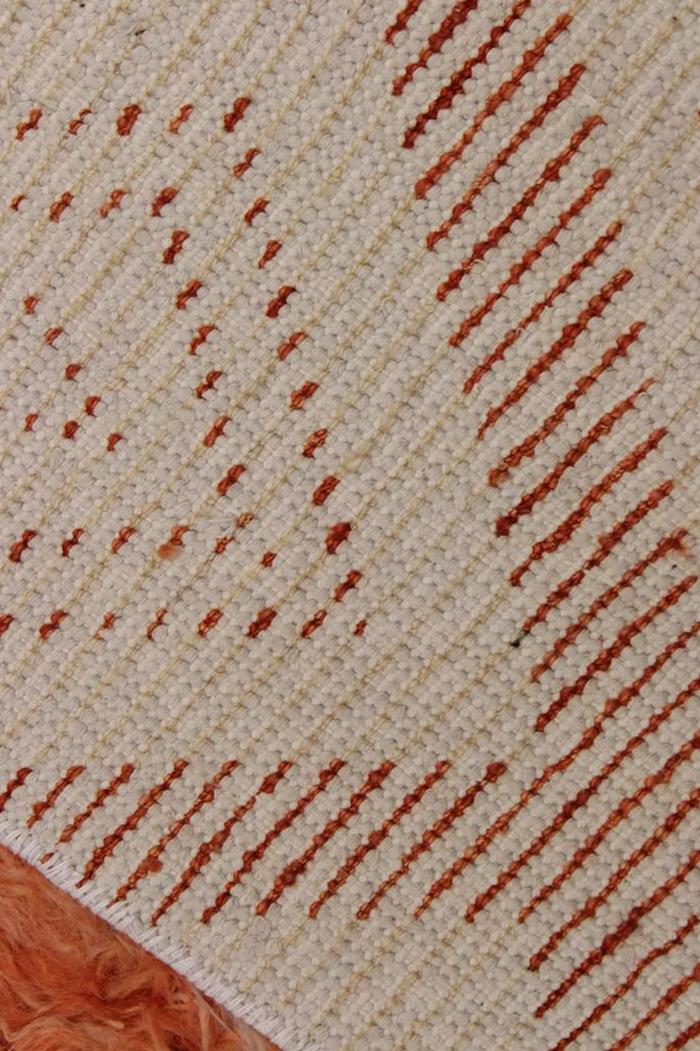 Burnt Orange and Cream Moroccan Shag Wool Rug - Image 4